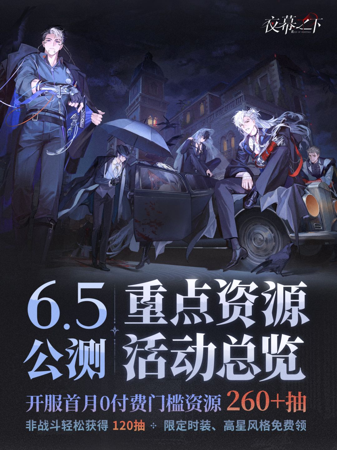 夜幕之下公测资源总览!首月0付费可领260抽 1