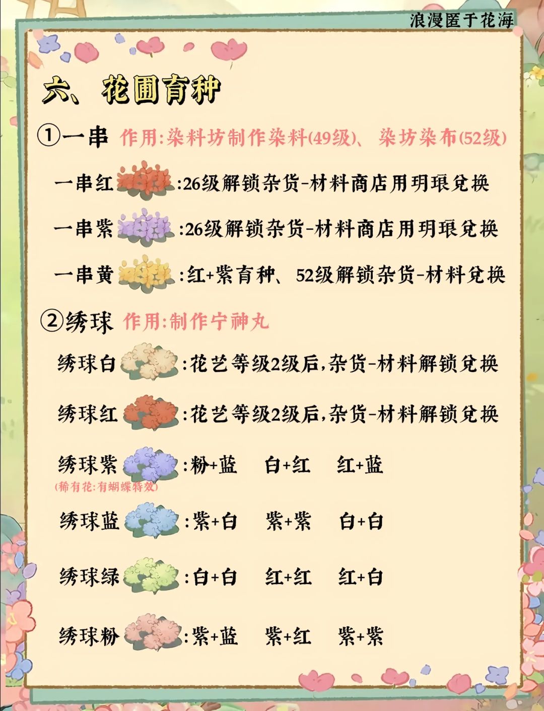 桃源花圃育种攻略丨全（14种花卉） 13