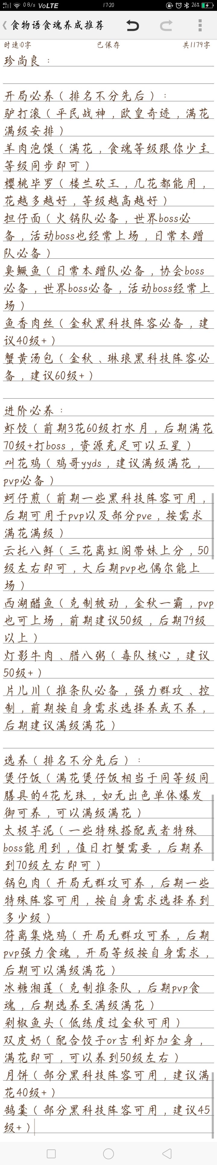食物语角色培养攻略 3