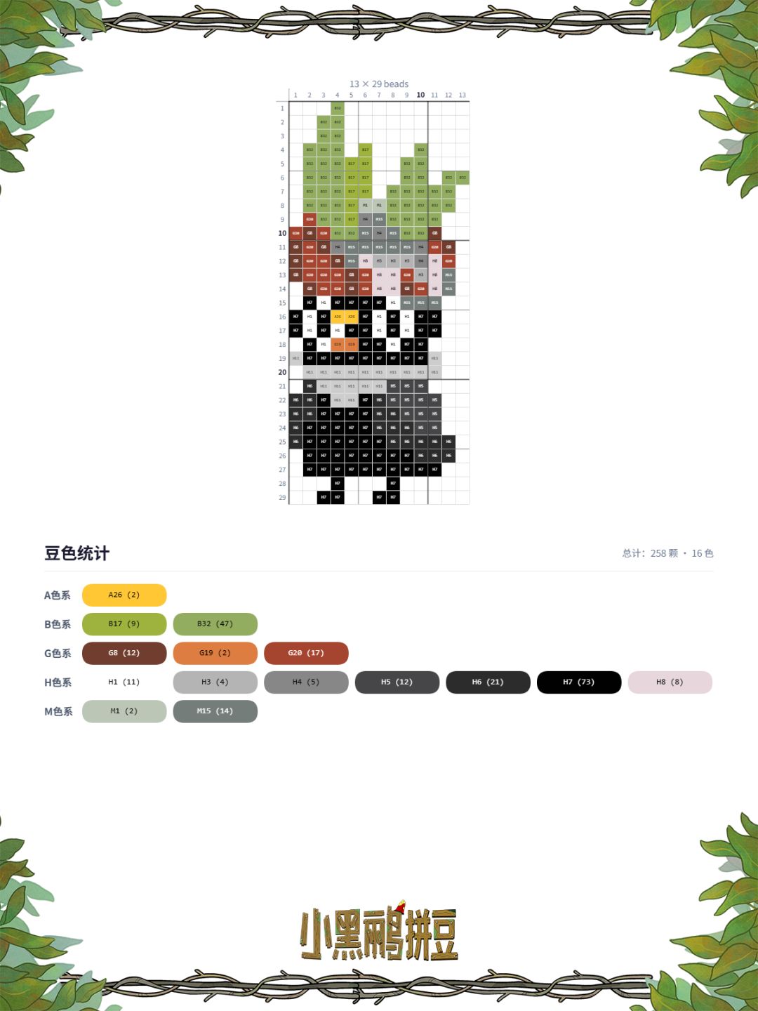 🐦小黑鹂拼豆图纸:可爱的NPC小鸟! 4