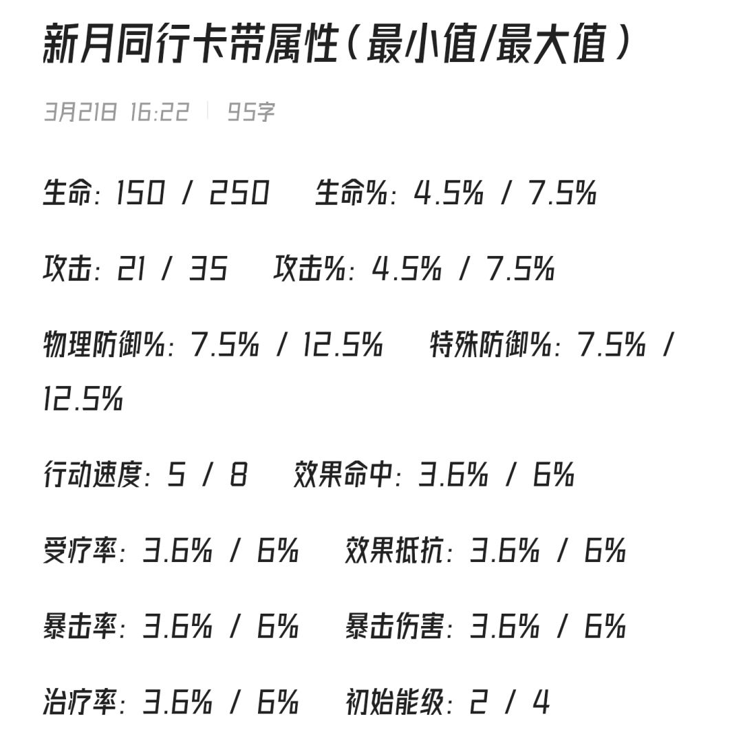 卡带通用属性的最小值和最大值 1