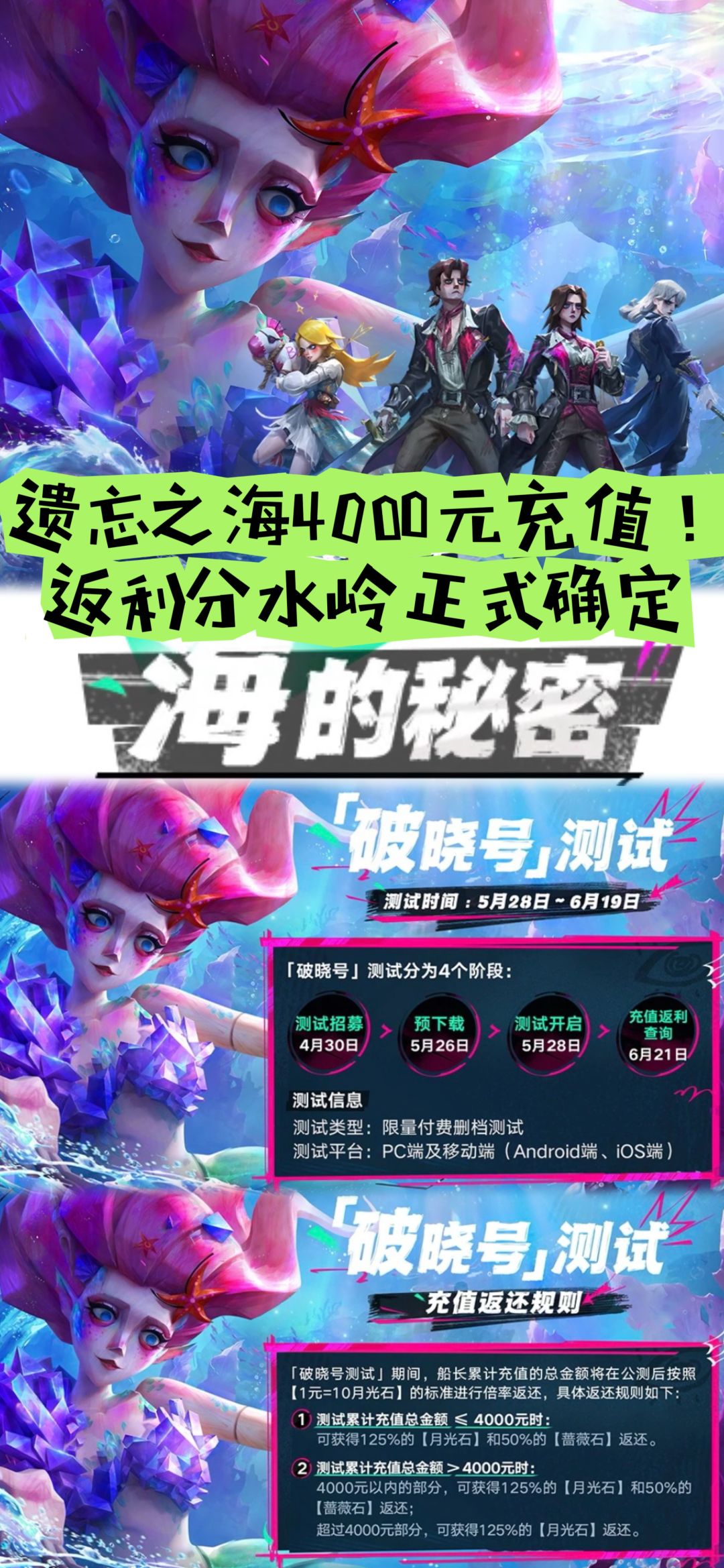 遗忘之海4000元充值!返利分水岭正式确定 1