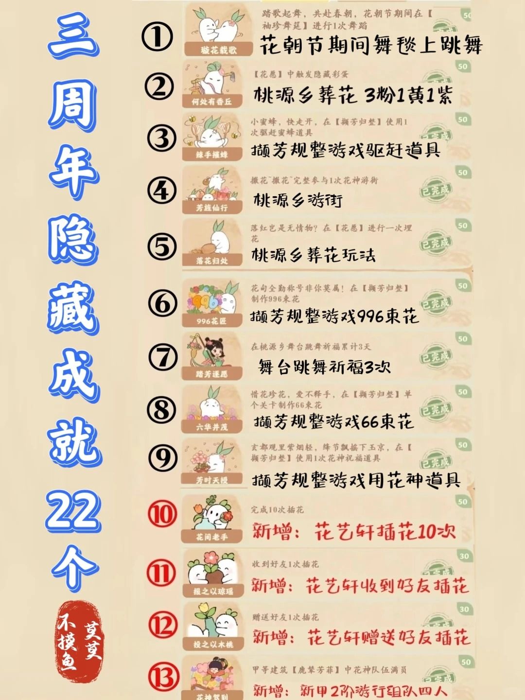 桃源三周年全部隐藏成就(22个) 1