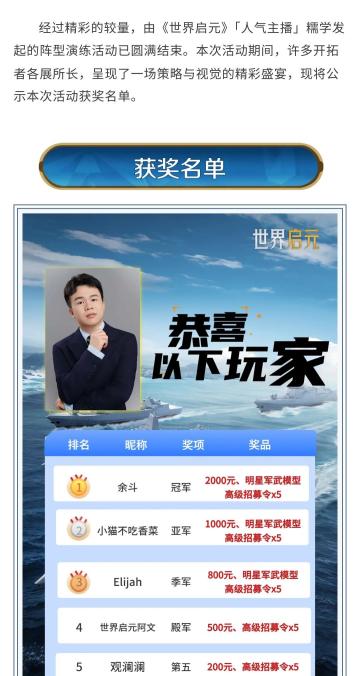 阵型演练活动奖励公示