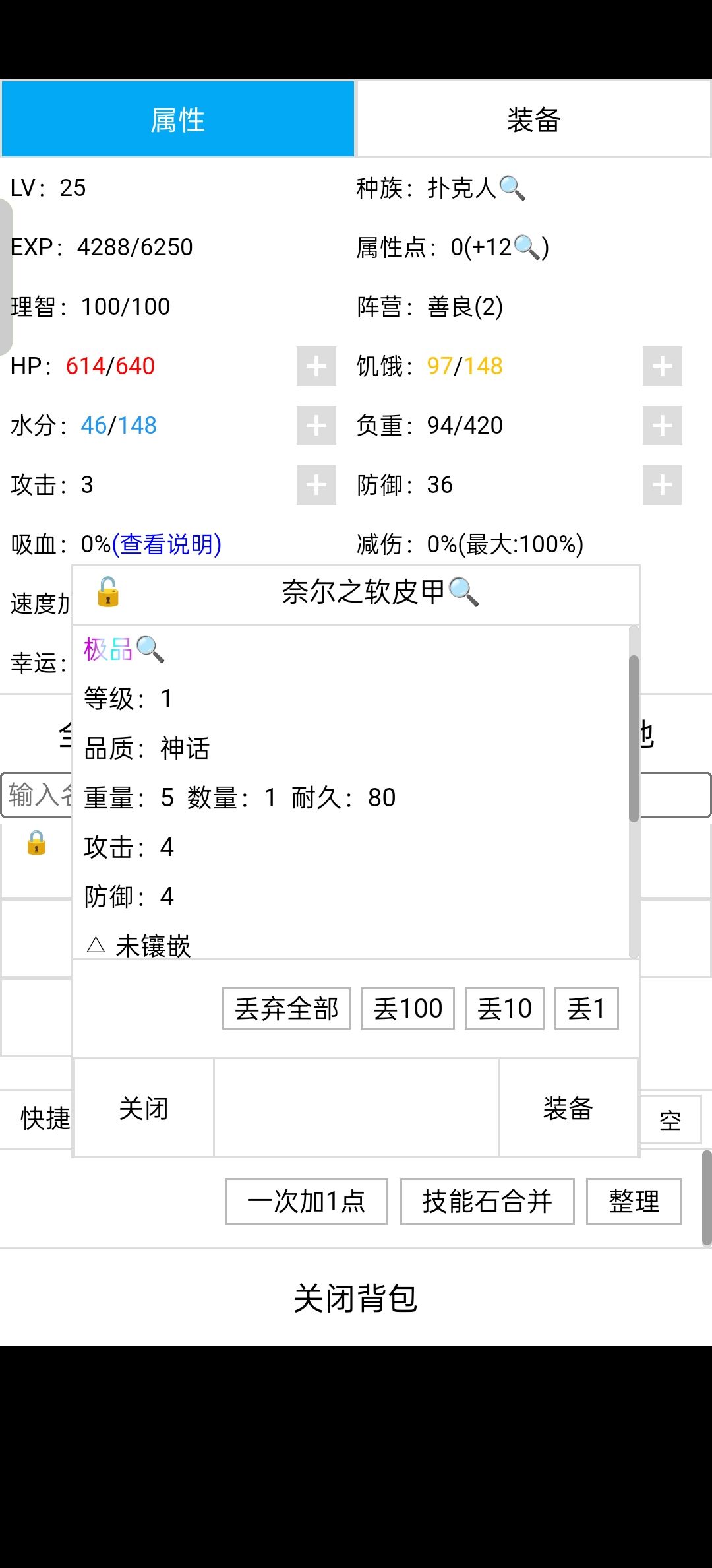 6孔神话极品软皮甲 1