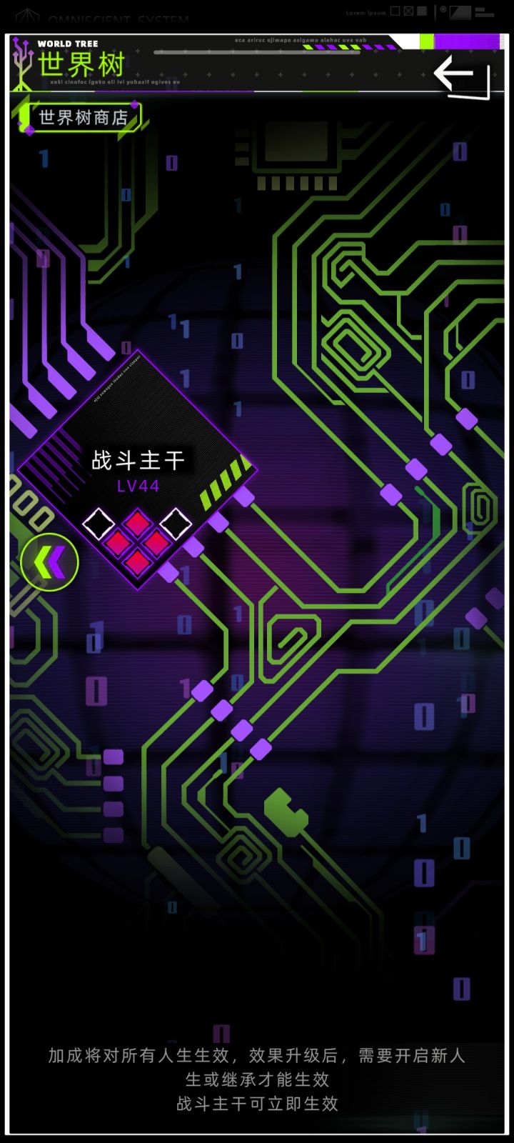 佬们，战斗世界树多少级开第五个枝干槽？截图