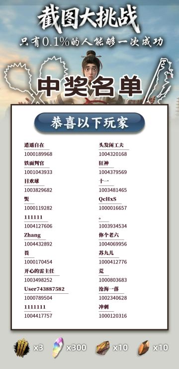 《捕盗行纪》| 无尽噩梦6 | 中奖名单