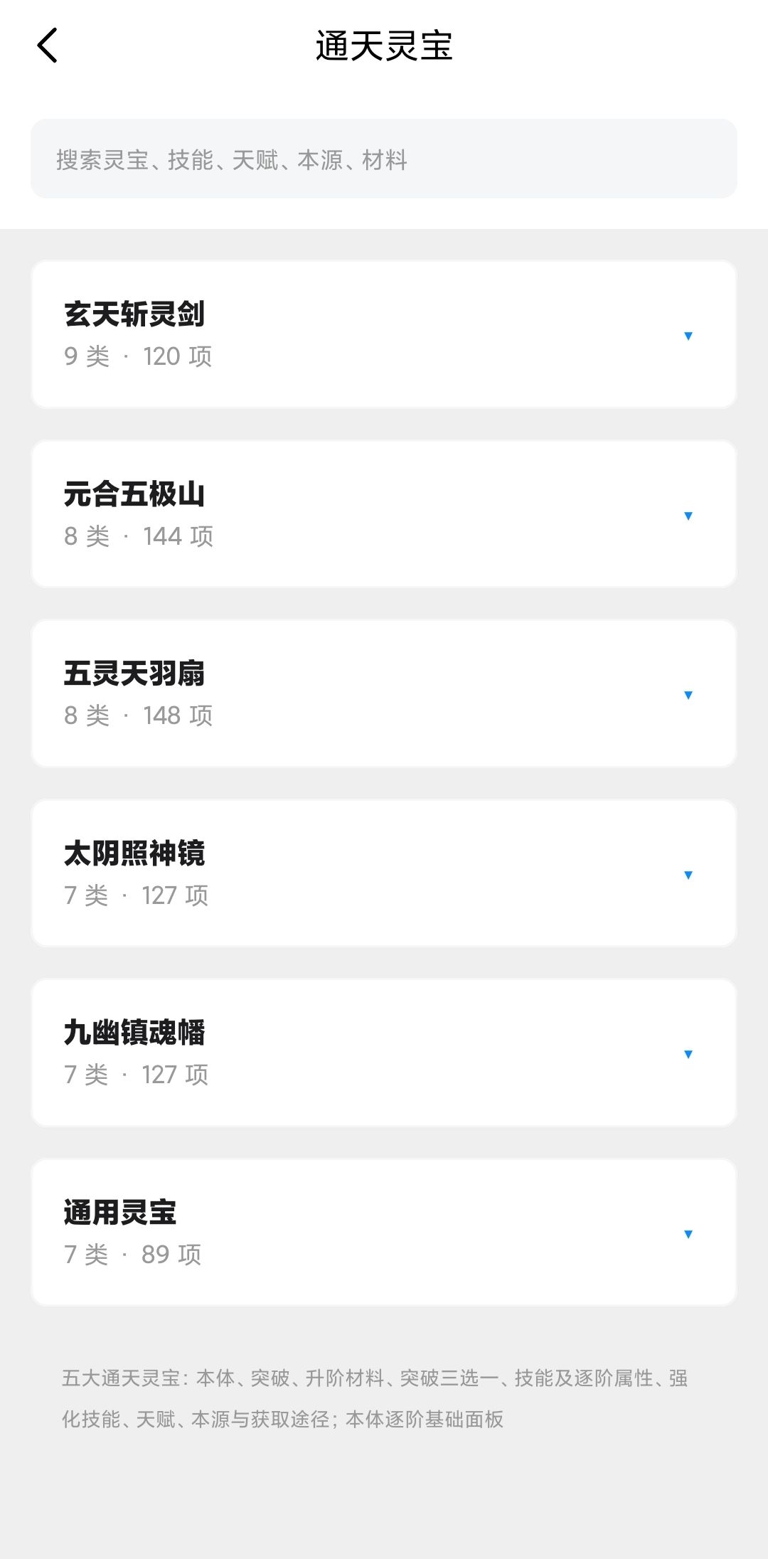 完善通天灵宝打造、突破、本源及技能数据 1