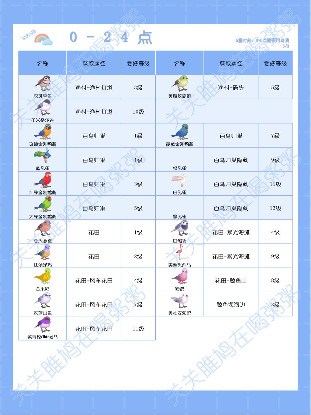 心动小镇彩虹天观鸟图鉴 3