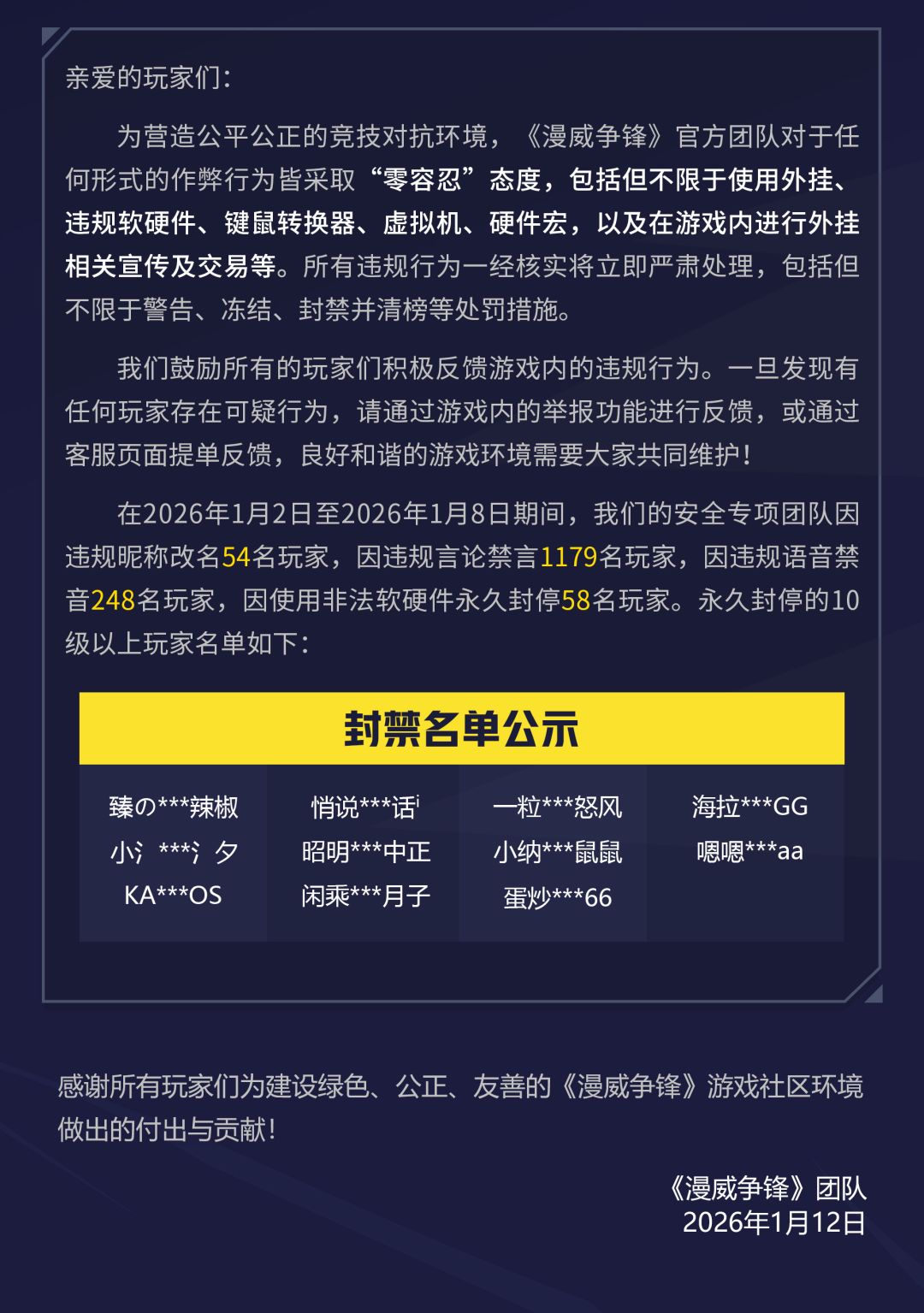 《漫威争锋》违规处罚公告 VOL.57 2