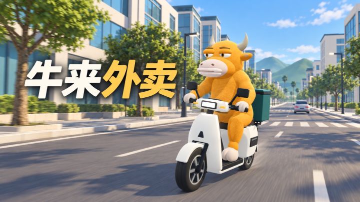 我做了个《牛来外卖》，让牛来骑小电驴送餐截图
