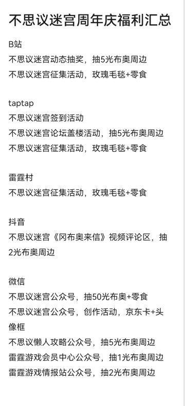 【不思议迷宫9周年啦】-周年福利汇总