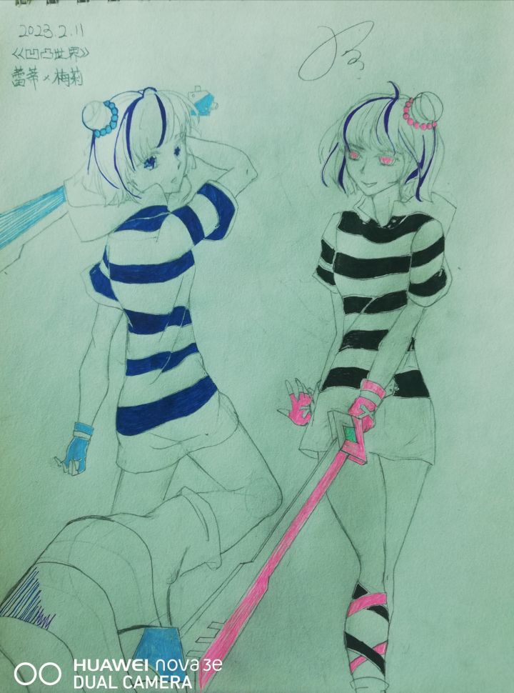 梅莉：“下次不要把妹妹认姐姐了！”
蕾蒂：“妹妹，你抢我镜头了…”
蕾蒂—梅莉
编号20230211
生日快乐！
—————————分割线
本人找素材半天，结果素材也把姐妹服饰给整反了这里就不改动了。已经成型了… 
【小夜tap生贺库存地：
账户———User409005051】截图