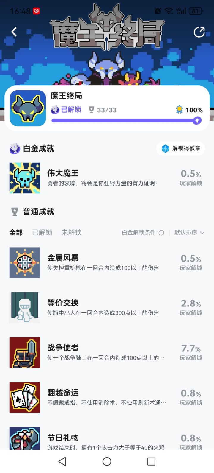 全成就达成截图