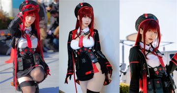 伊织萌Cos《胜利女神：妮姬》小红帽拉毗，人潮聚集的场面又出现