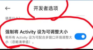 无法小窗或分屏的解决办法，开发者选项--强制将Activity设为可调