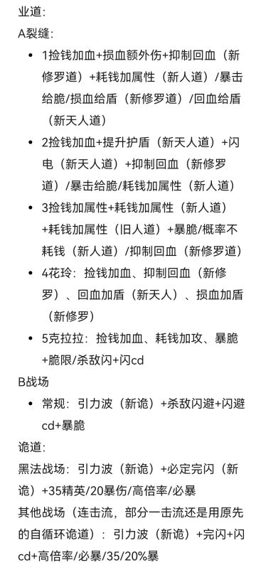 新版本涉及新词条的极品业/诡道预测
