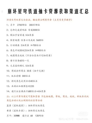 公测抽卡资源获取渠道汇总