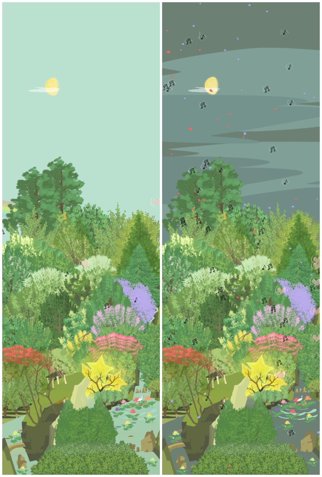 花瓣雨和彩虹截图