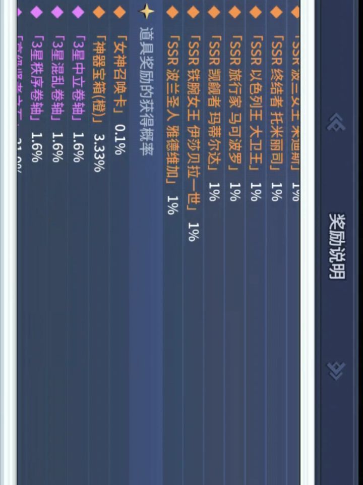 关于女神抽奖概率截图