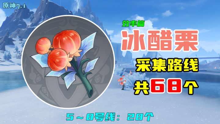 【原神】冰醋栗采集路线(68个,效率篇),5~8号线:28个截图