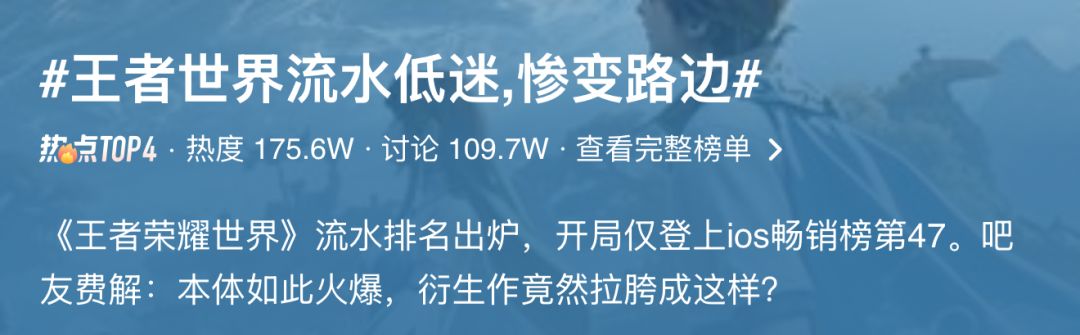 顶流到路边！王者荣耀世界首周流水不及预期 2