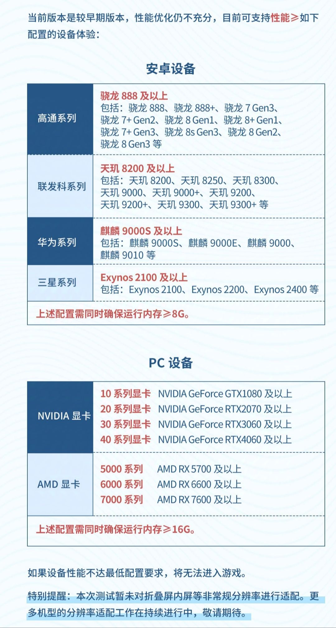 《星痕共鸣》设备要求和注意事项 2