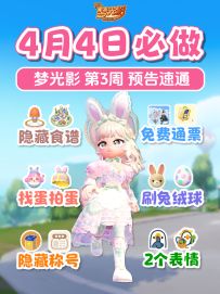 梦光影第3周 隐藏食谱 称号 免费6通票 爆料