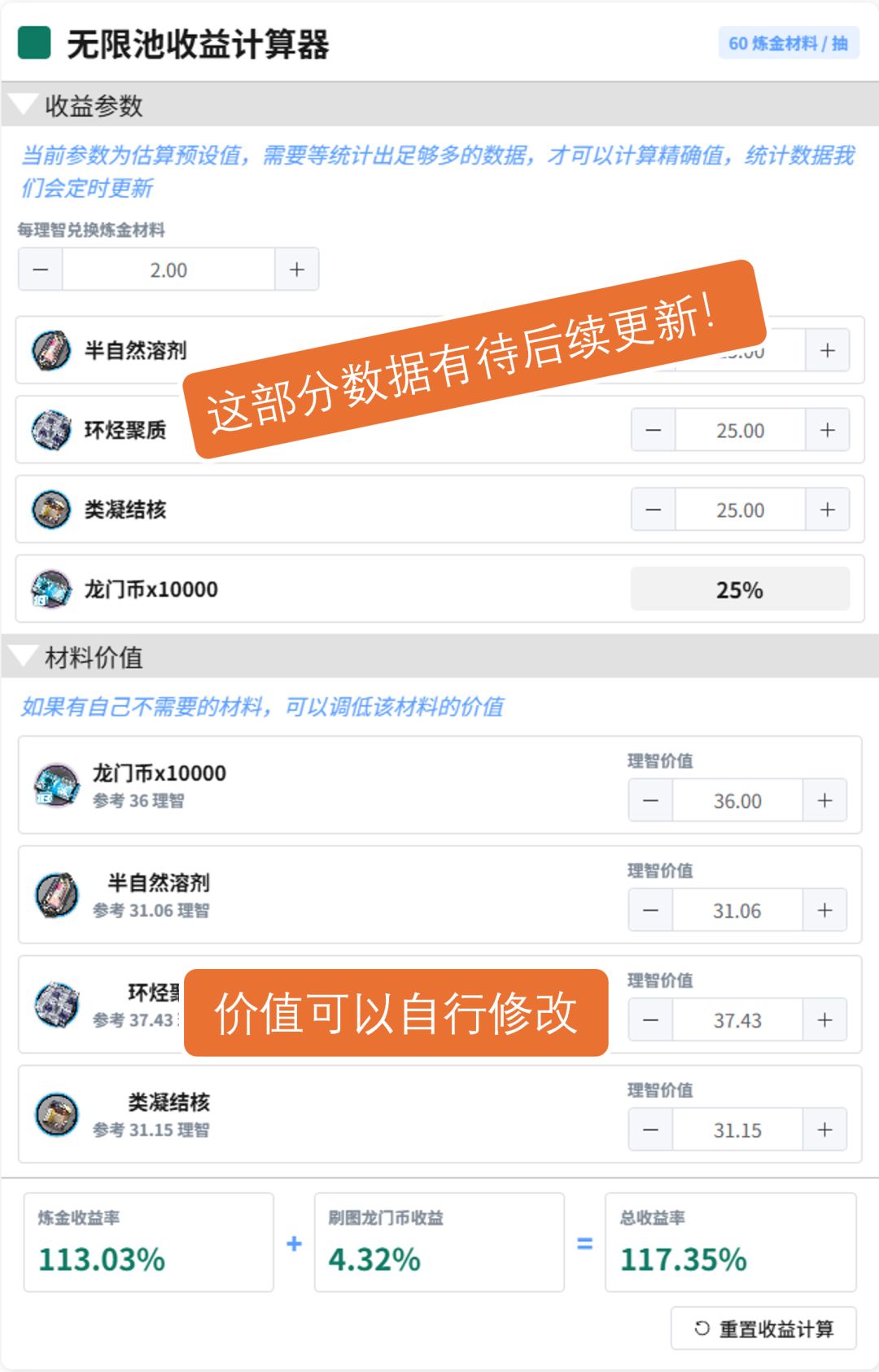 【工具发布】//[怪猎联动收益计算器]截图