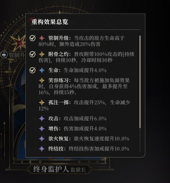重构词条及毕业#攻略#+监狱长截图