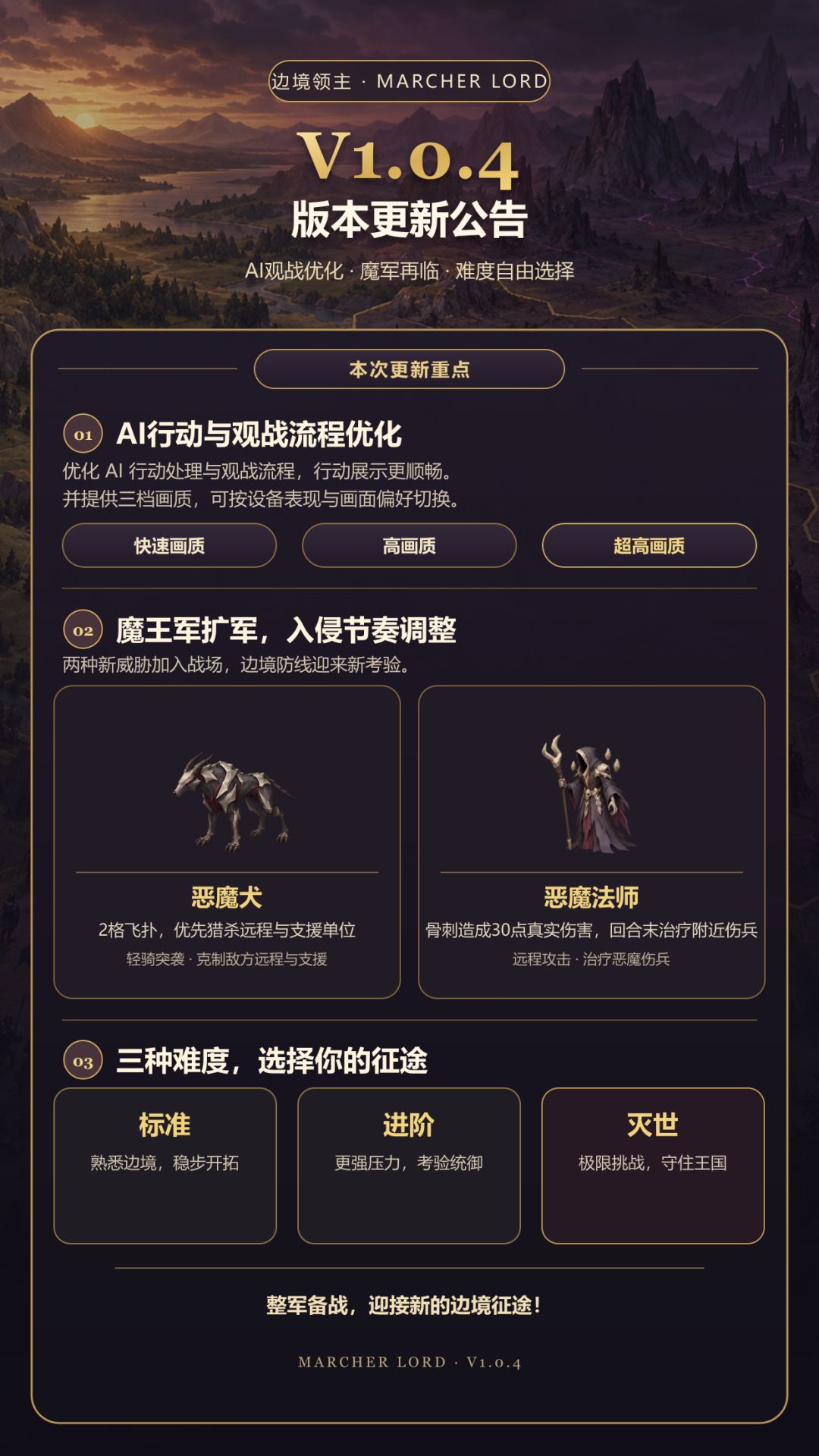 边境领主 V1.0.4 版本更新公告 1