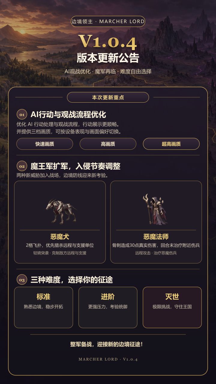 边境领主 V1.0.4 版本更新公告截图