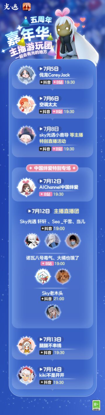 《光·遇》五周年庆典嘉年华直播节目单