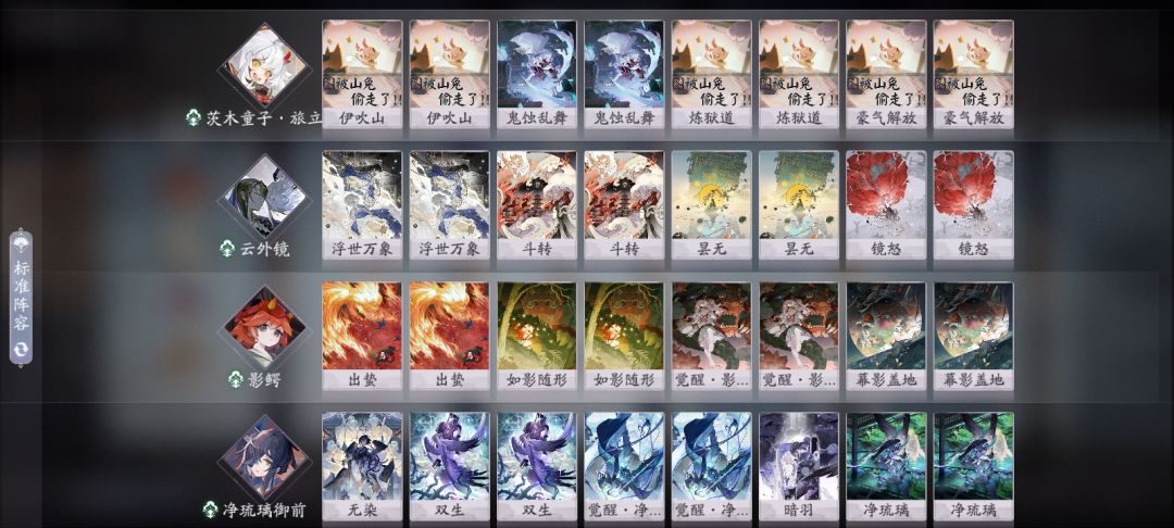 讲一下测试服15种阵容，欢迎交流截图