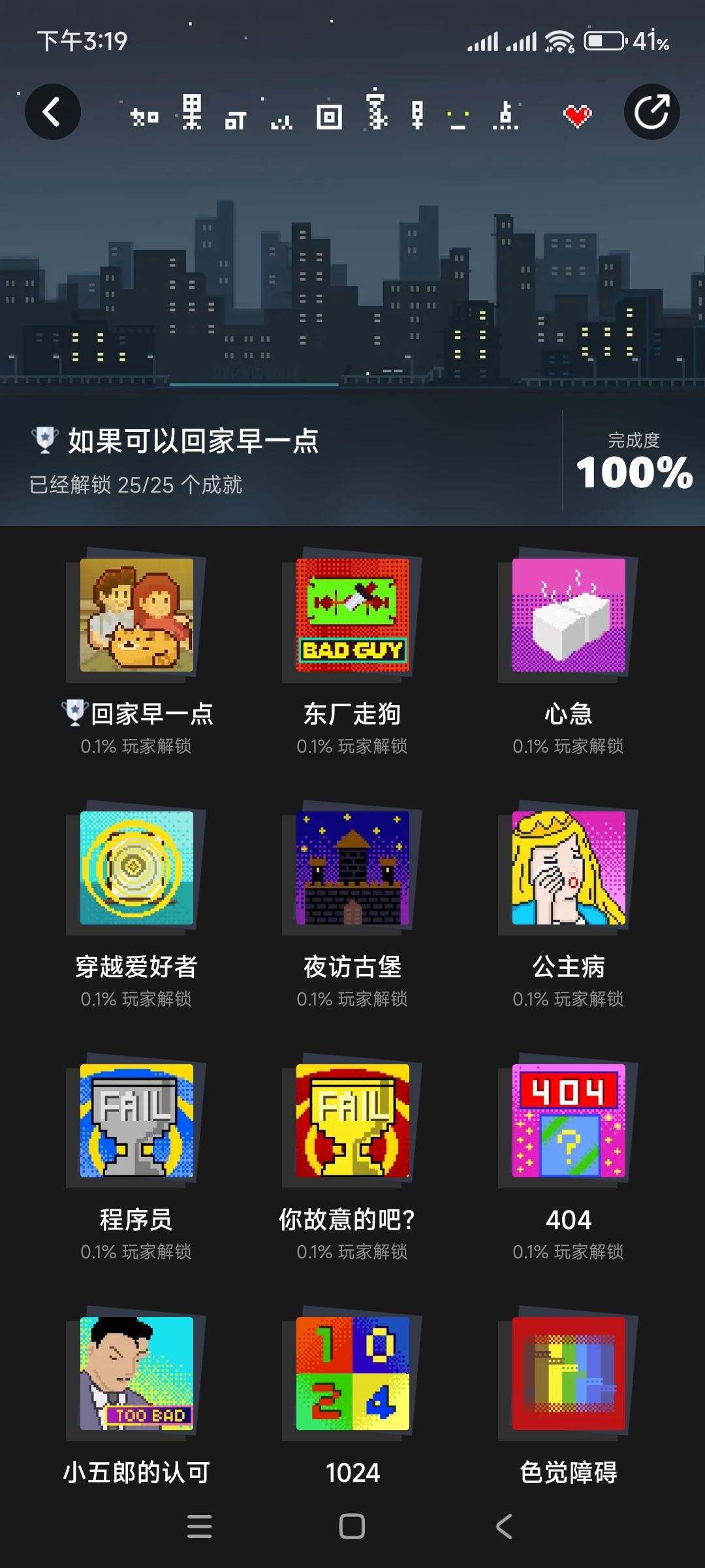 全成就达成。截图