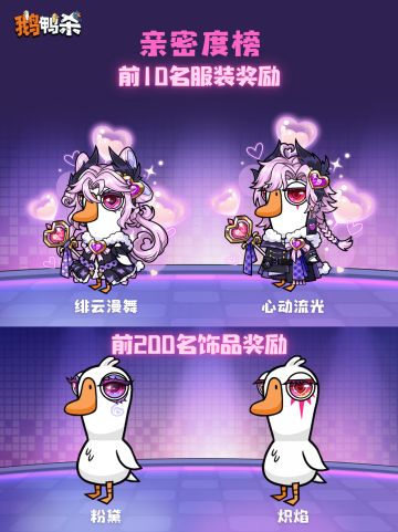 鹅鸭杀新亲密度+魅力值榜奖励火热降临