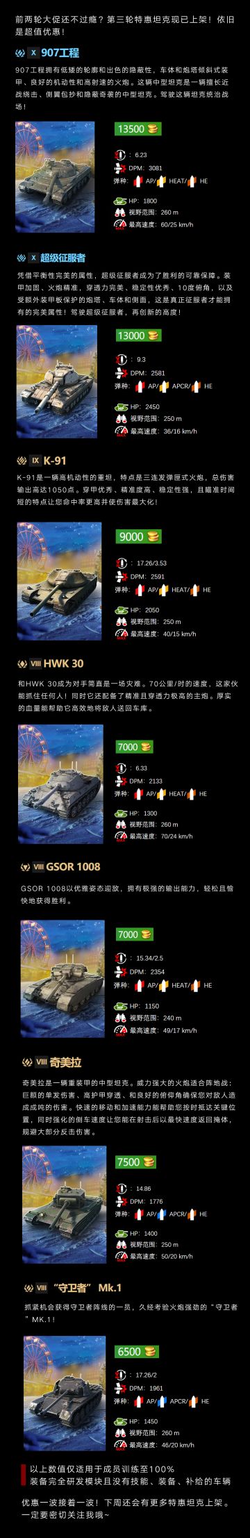 第三波折扣来袭，看看有没有你喜欢的坦克