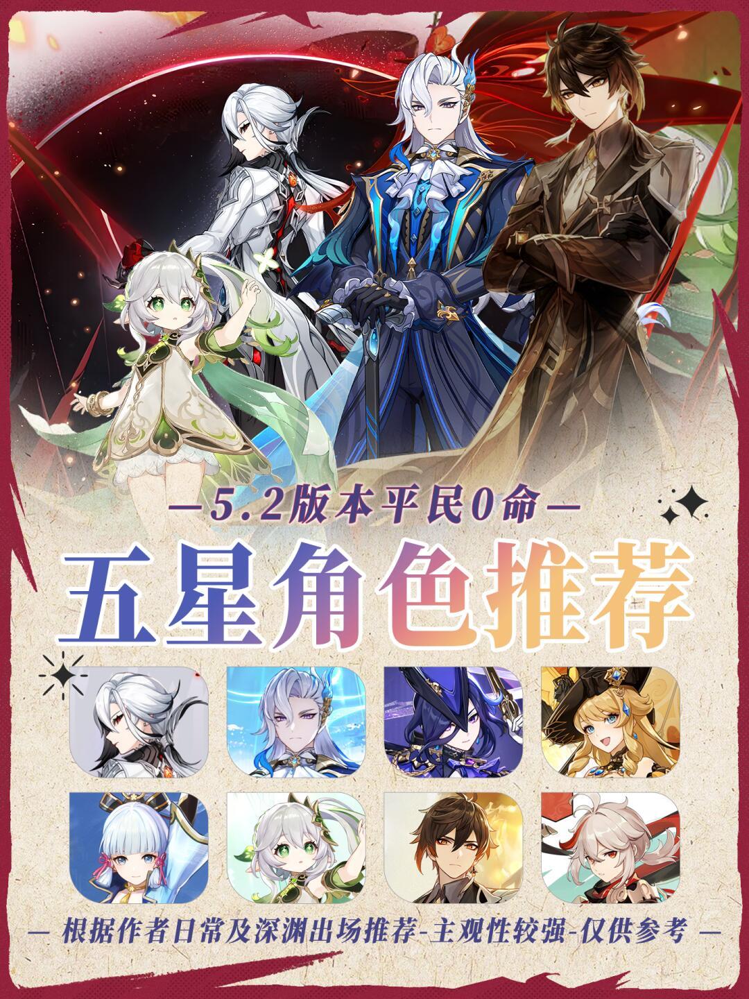 【V5.1攻略】平民零命五星角色推荐-无专武 1