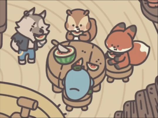 阿杰，小松，啾啾，阿吉，室内吃瓜的表情包截图