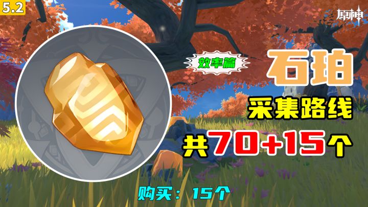 【原神】石珀采集路线(70+15个,效率篇),购买:15个截图