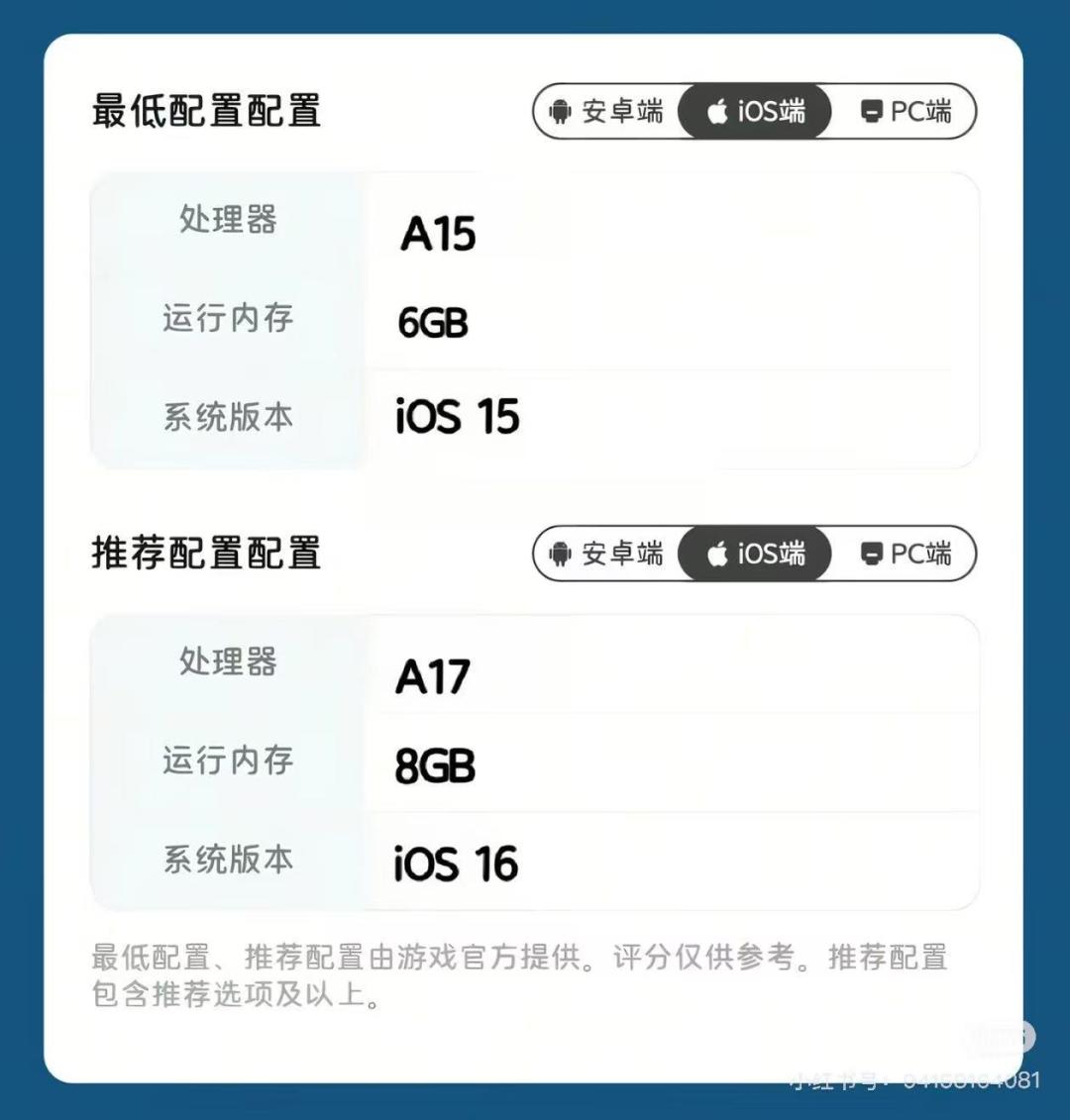 手机端的配置需求感觉还好 2