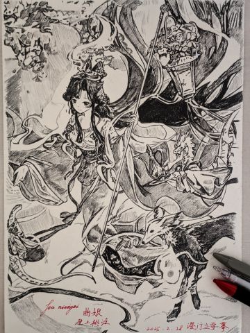 [铅笔手绘]曲娘•壁上桃源(立绘)