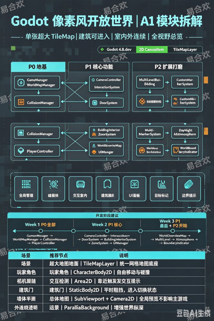 Godot 像素风开放世界游戏|A1 模块拆解截图