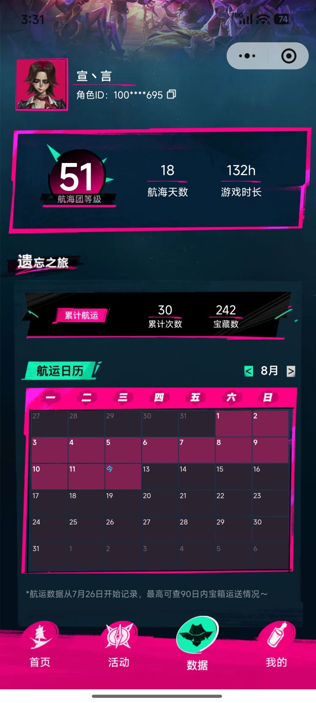 满探索 一共18天132小时 平均每天7小时 1