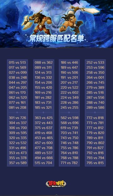 【匹配结果公布 | 本周部落入侵匹配名单公布】
亲爱的首领大人，
本周跨服匹配名单已出炉，请您仔细确认并查收~
祝您旗开得胜，游戏愉快✌