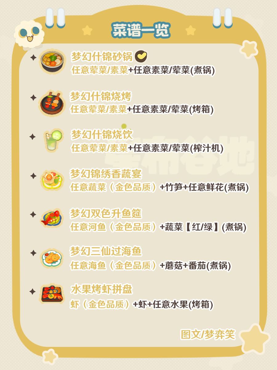 |星布谷地|全食谱收集📝 15