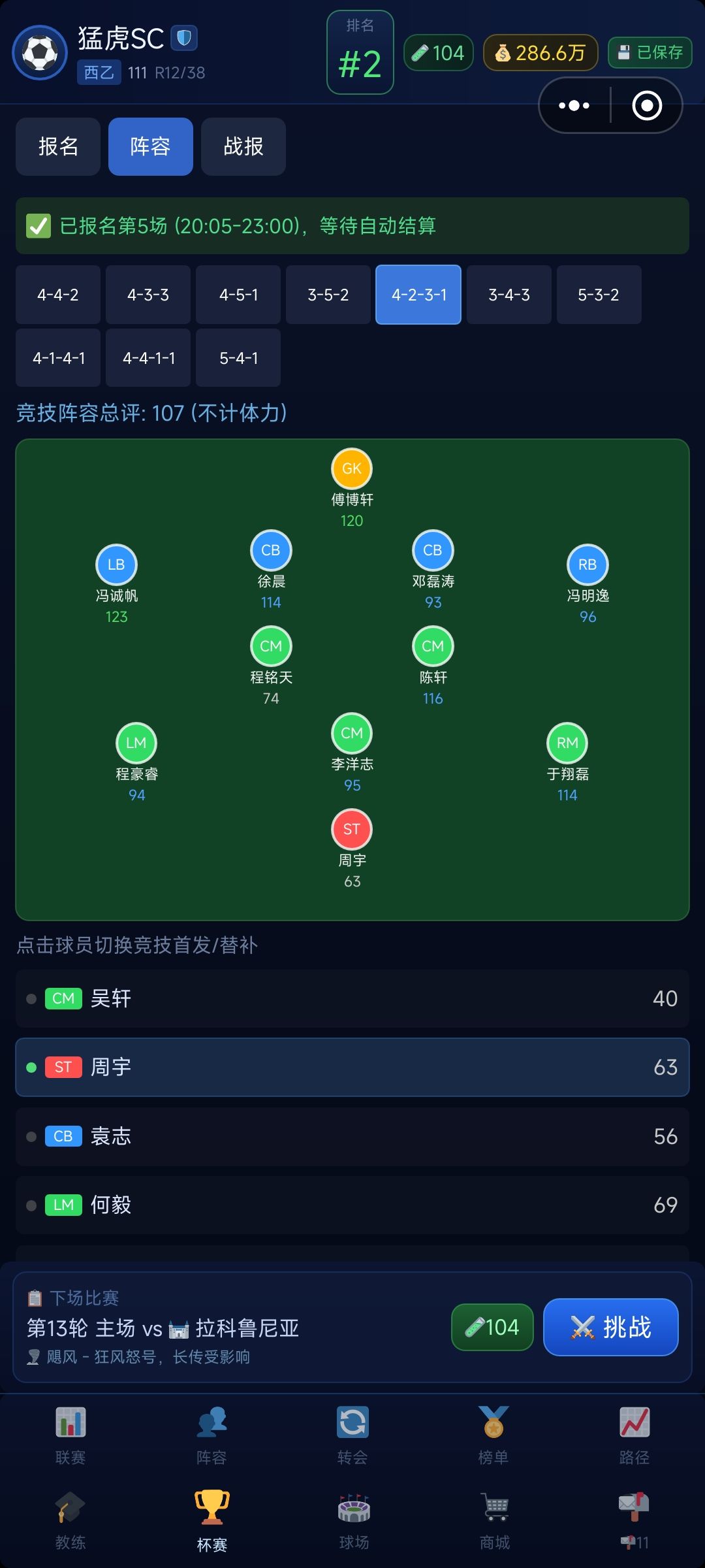 杯赛阵容问题 1