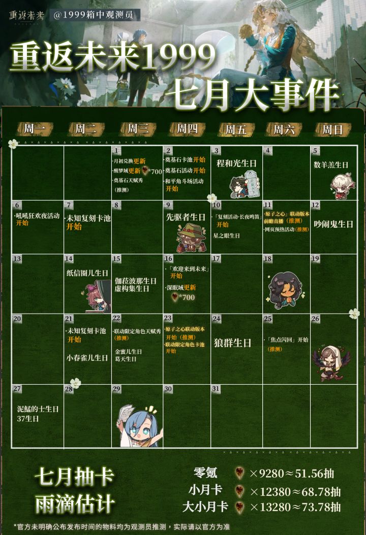 重返未来1999|7月|活动月历截图