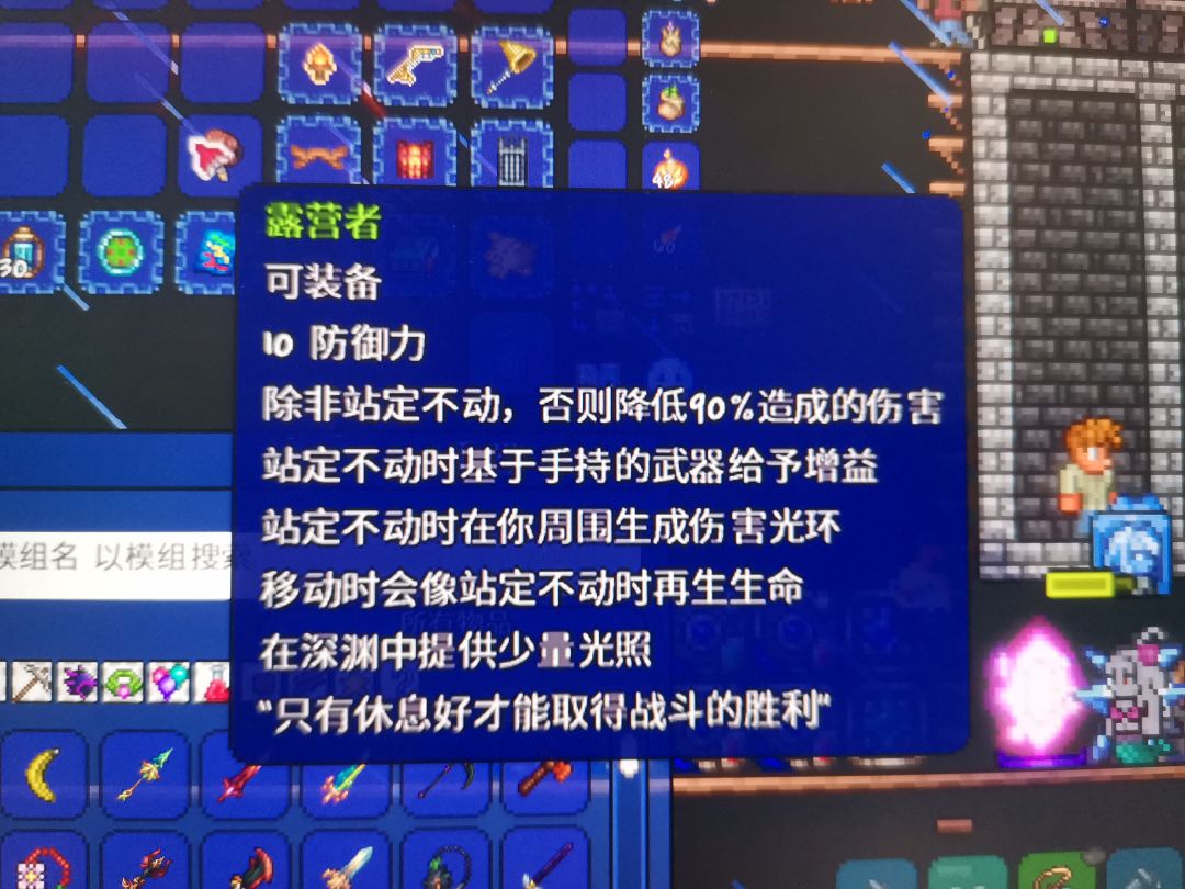 灾厄软核复仇大师，穿露营者打boos，全程移动。截图