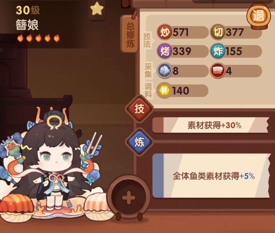 五火礼包厨簪娘技能和修炼效果截图
